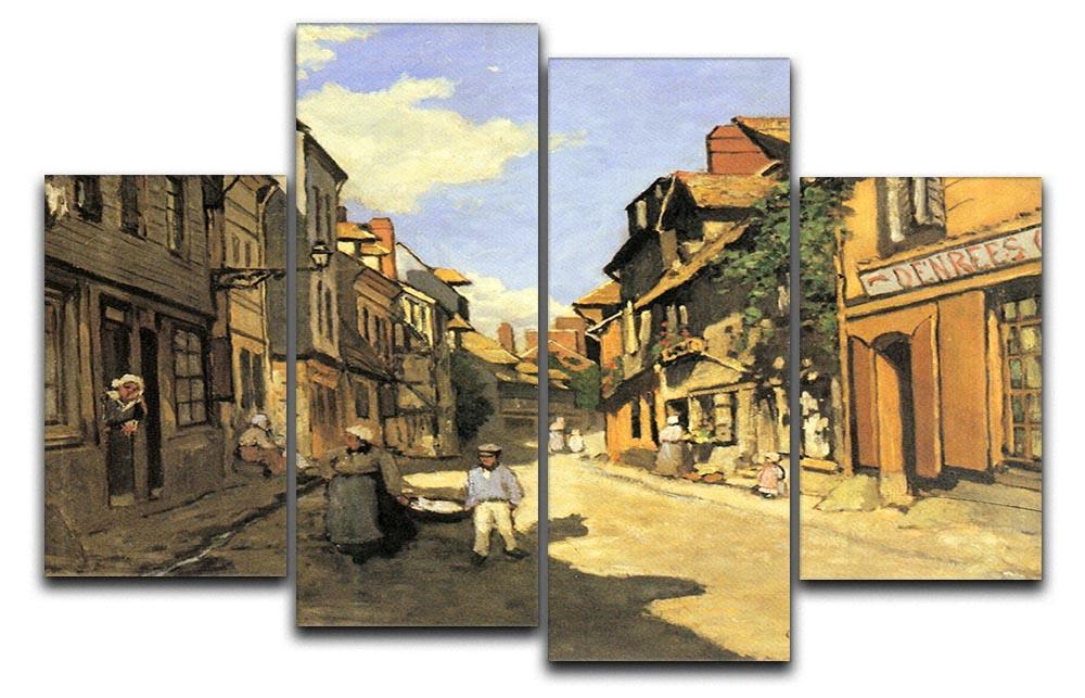 Street of Bavolle 2 by Monet 4 Split Panel Canvas  - Canvas Art Rocks - 1