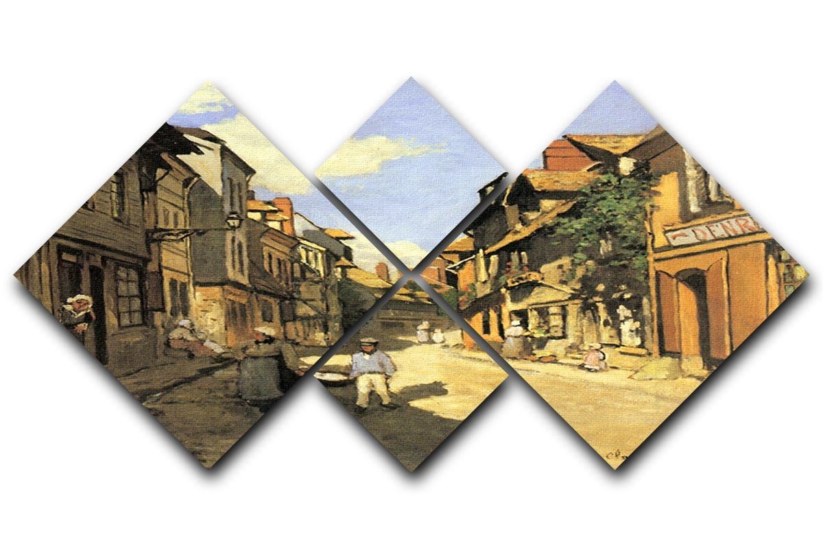 Street of Bavolle 2 by Monet 4 Square Multi Panel Canvas  - Canvas Art Rocks - 1