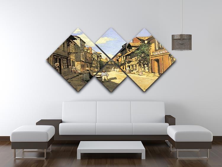 Street of Bavolle 2 by Monet 4 Square Multi Panel Canvas - Canvas Art Rocks - 3