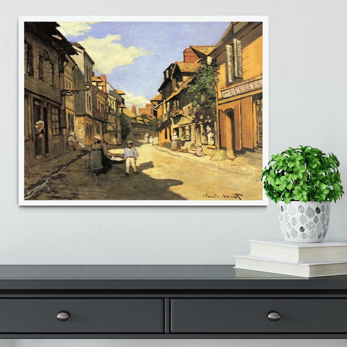 Street of Bavolle 2 by Monet Framed Print - Canvas Art Rocks -6