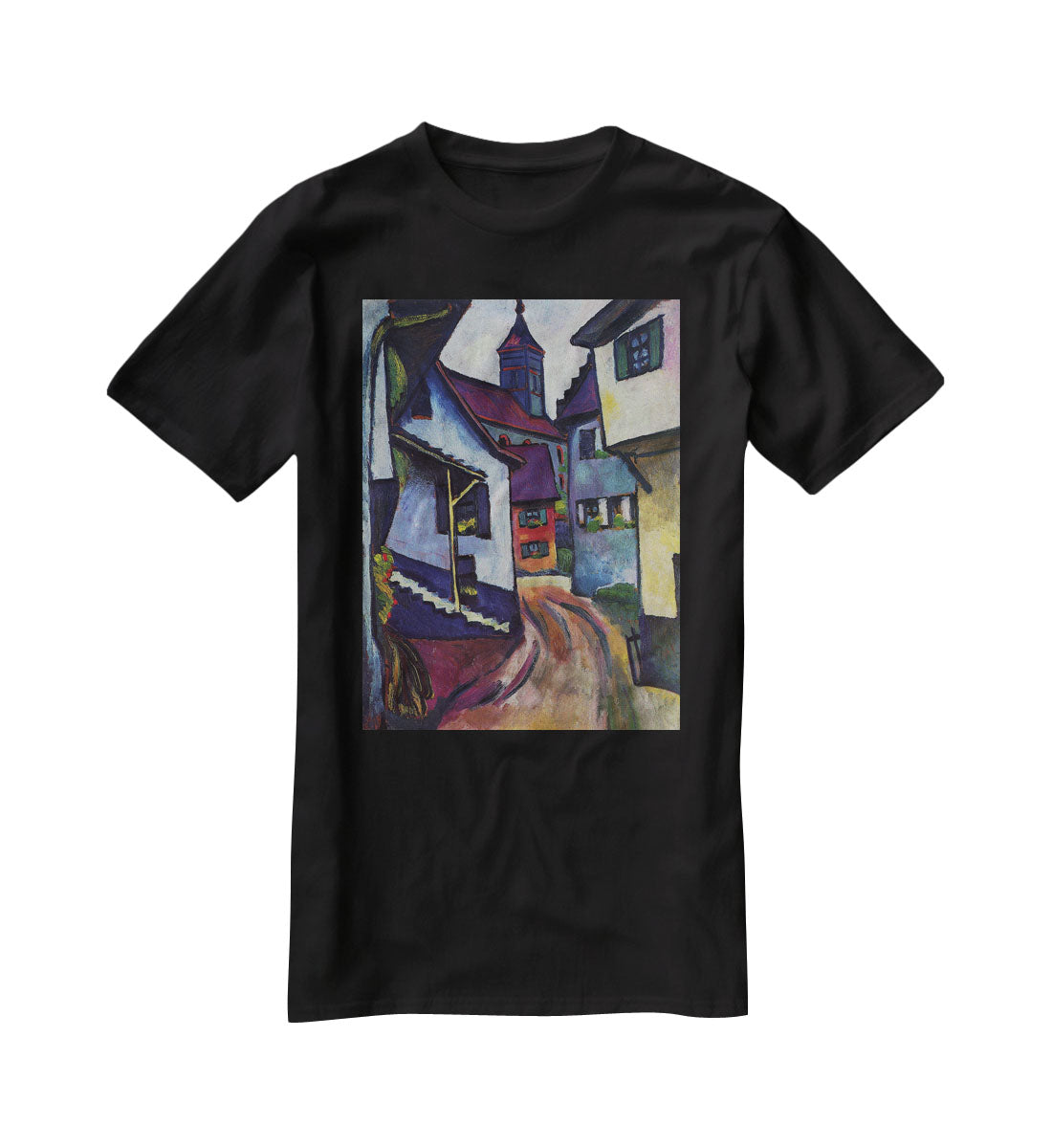 Street with a church in Kandern by Macke T-Shirt - Canvas Art Rocks - 1