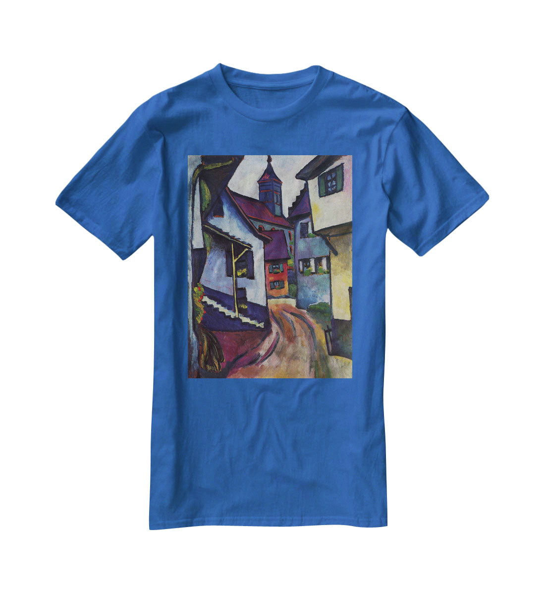 Street with a church in Kandern by Macke T-Shirt - Canvas Art Rocks - 2
