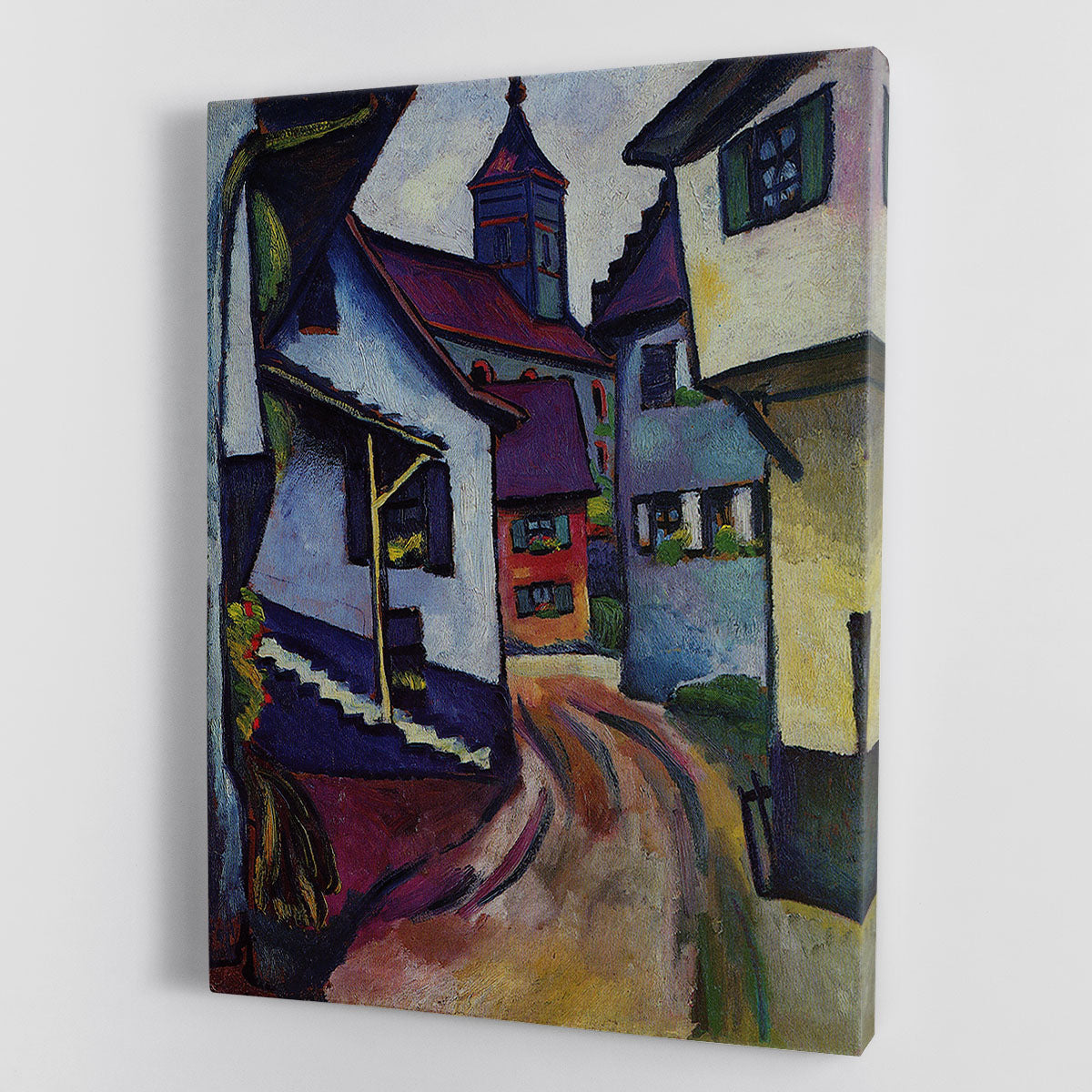 Street with a church in Kandern by Macke Canvas Print or Poster - Canvas Art Rocks - 1