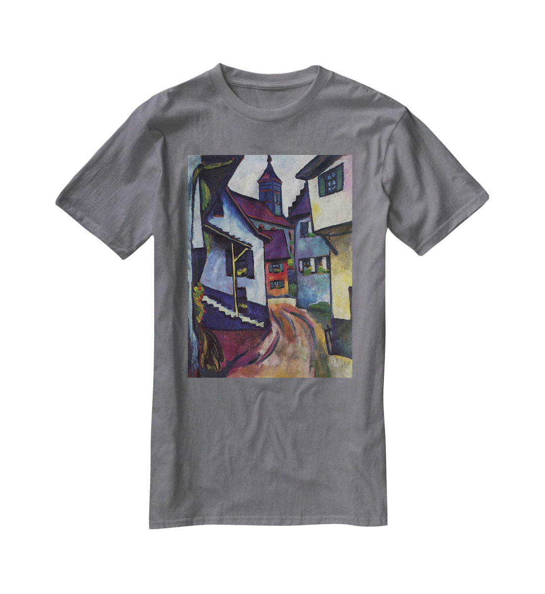 Street with a church in Kandern by Macke T-Shirt - Canvas Art Rocks - 3