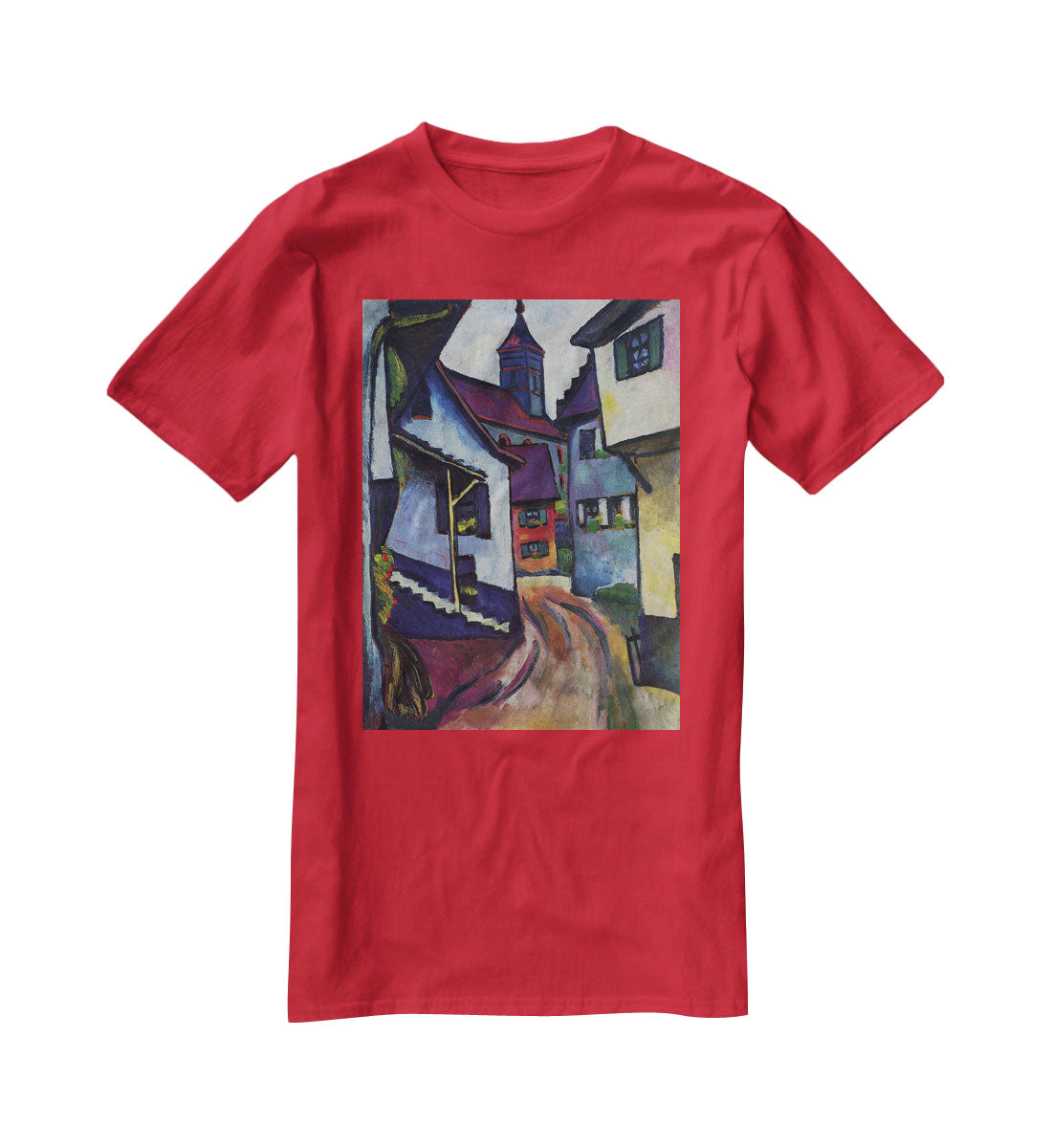 Street with a church in Kandern by Macke T-Shirt - Canvas Art Rocks - 4