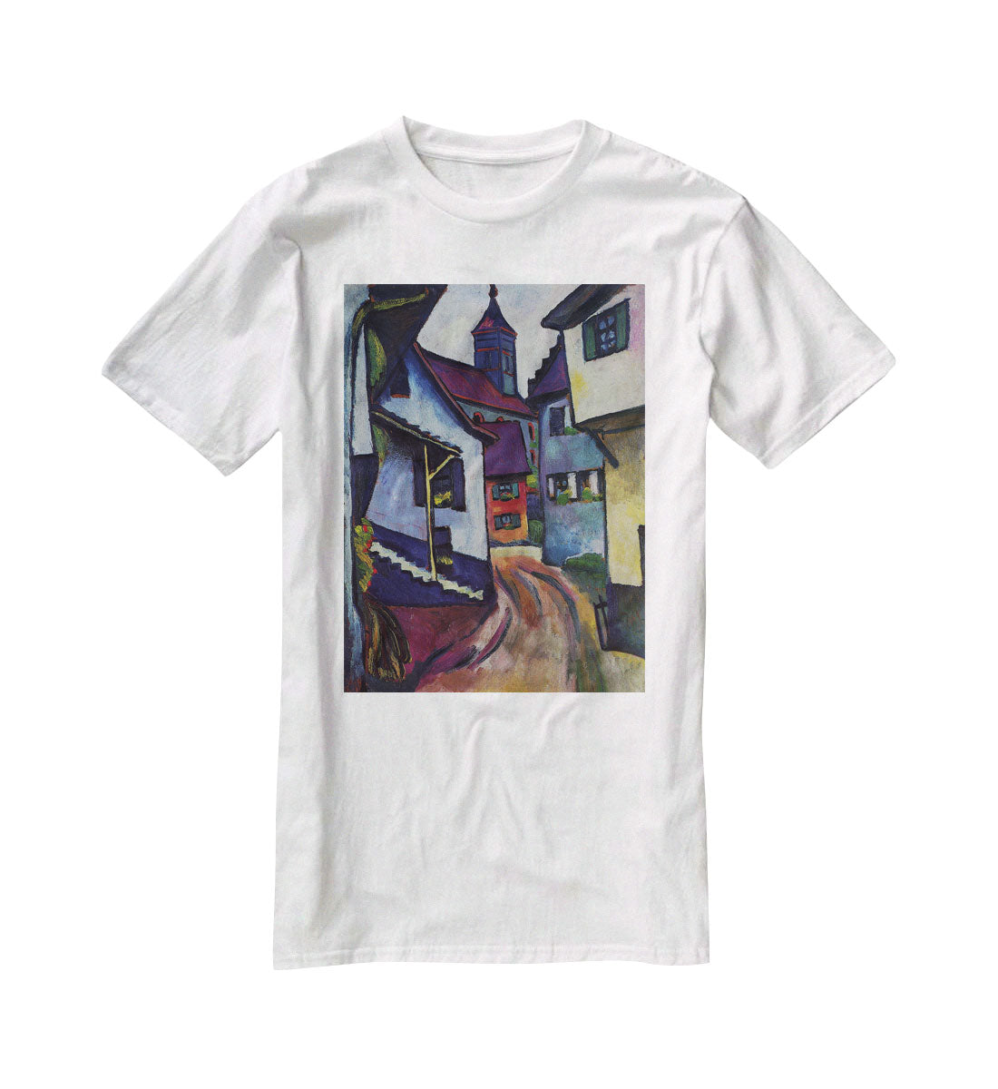 Street with a church in Kandern by Macke T-Shirt - Canvas Art Rocks - 5