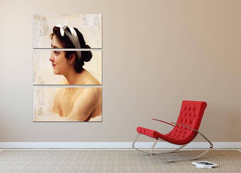 Study Of A Woman For Offering To Love By Bouguereau 3 Split Panel Canvas Print - Canvas Art Rocks - 2