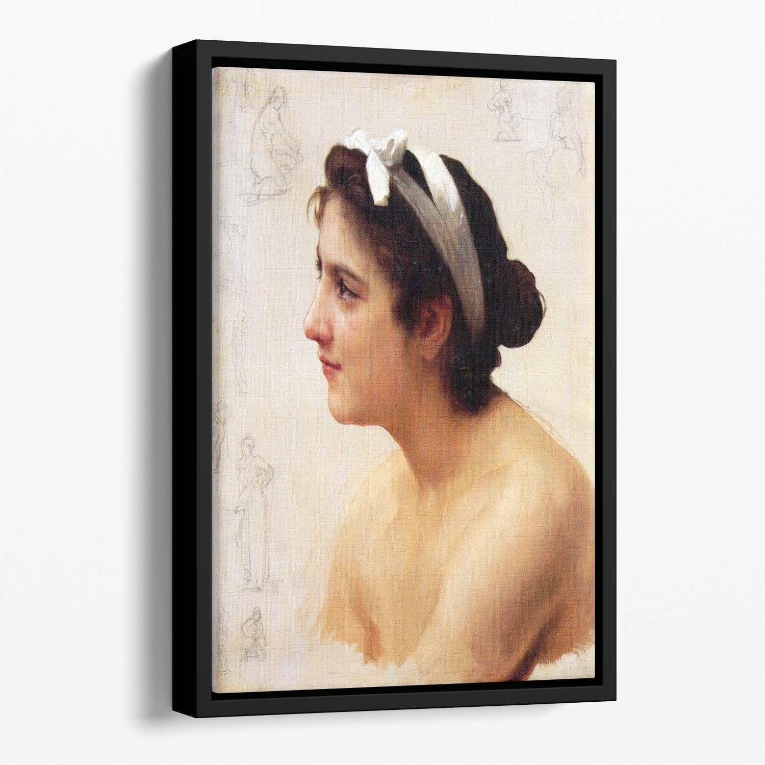 Study Of A Woman For Offering To Love By Bouguereau Floating Framed Canvas