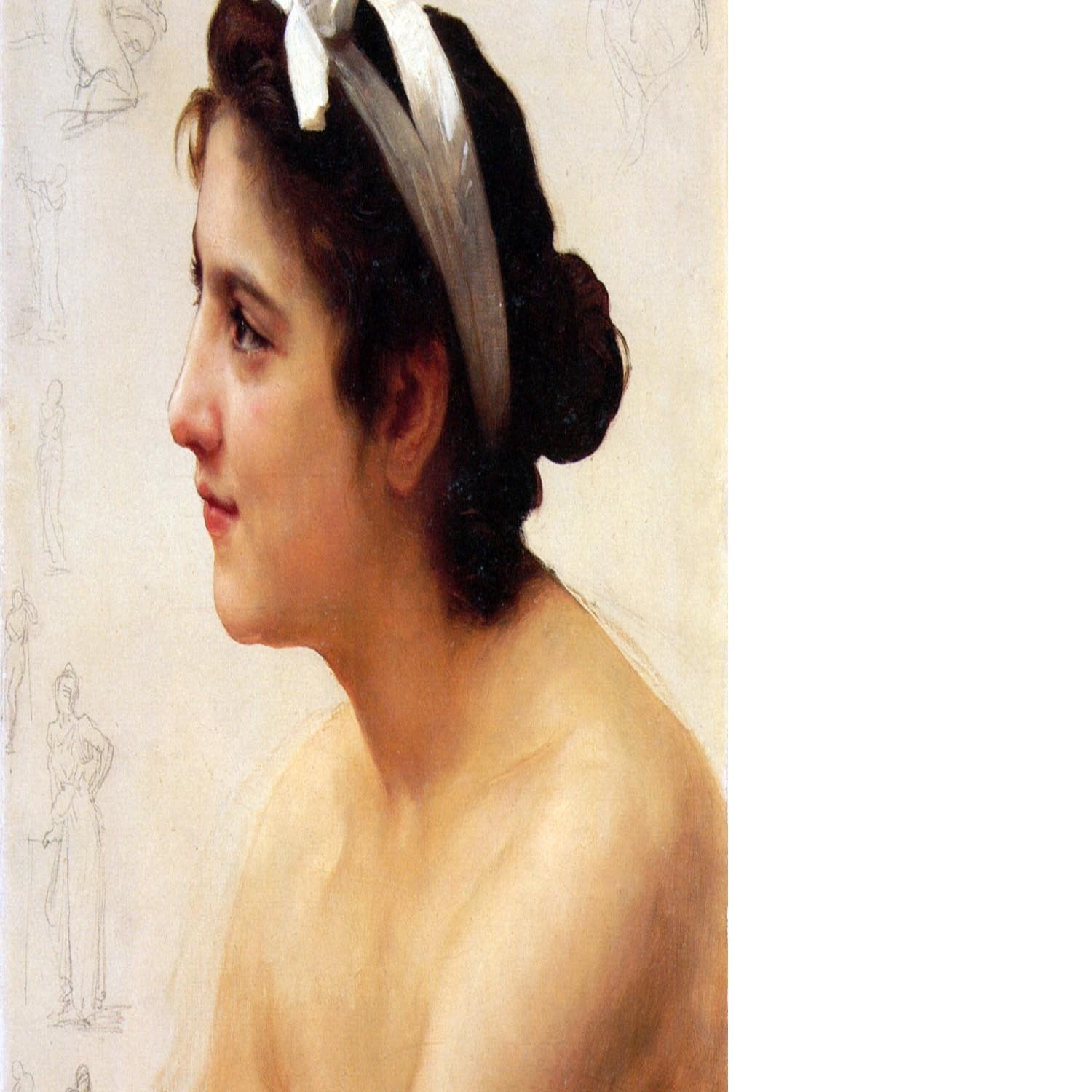 Study Of A Woman For Offering To Love By Bouguereau Floating Framed Canvas