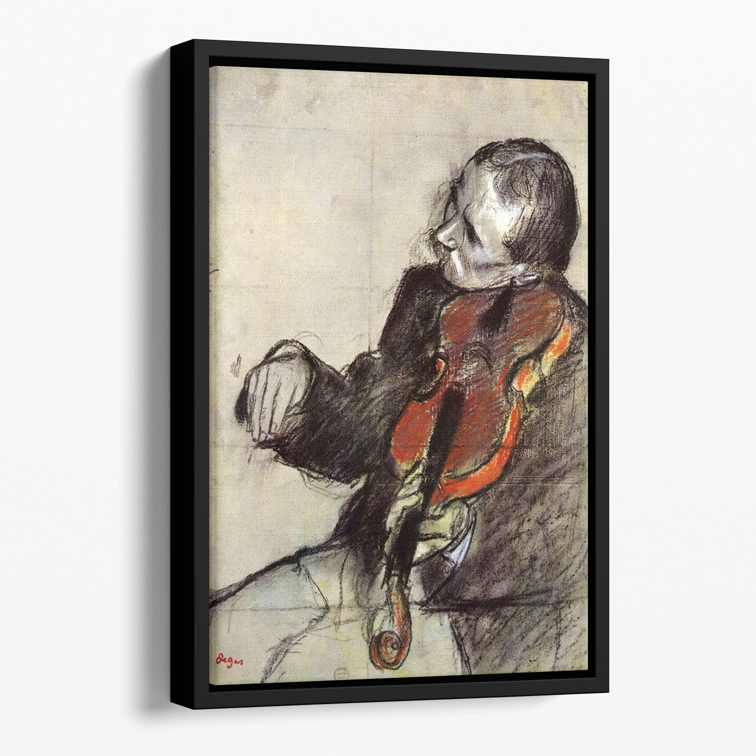 Study of violinist by Degas Floating Framed Canvas