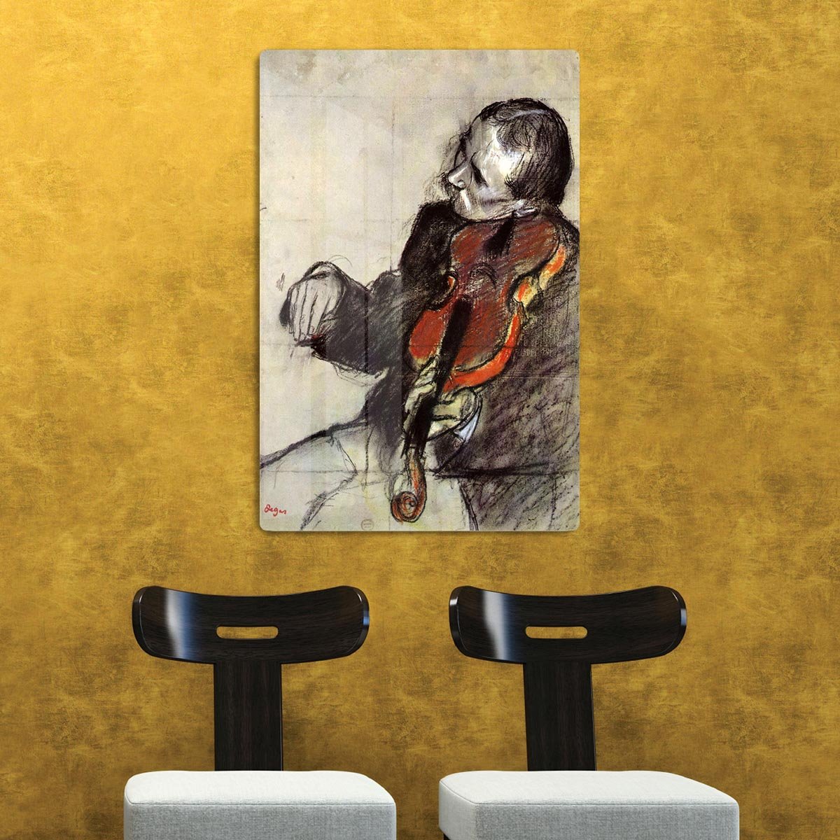 Study of violinist by Degas HD Metal Print - Canvas Art Rocks - 2