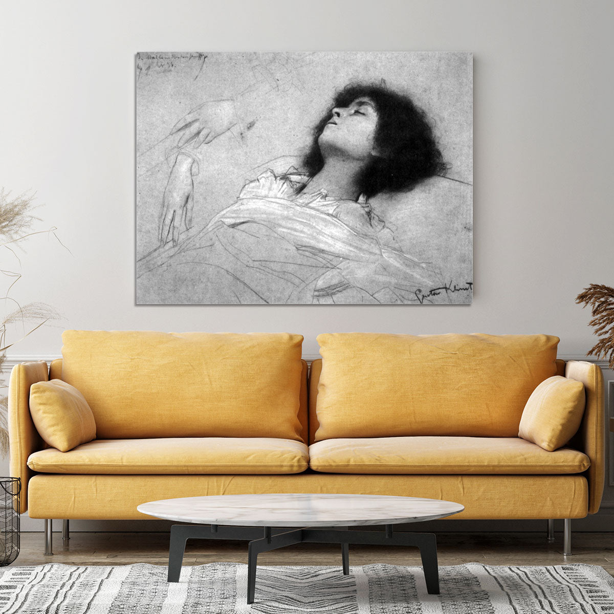 Study sheet with the upper body of a girl and sketches by Klimt Canvas Print or Poster - Canvas Art Rocks - 4