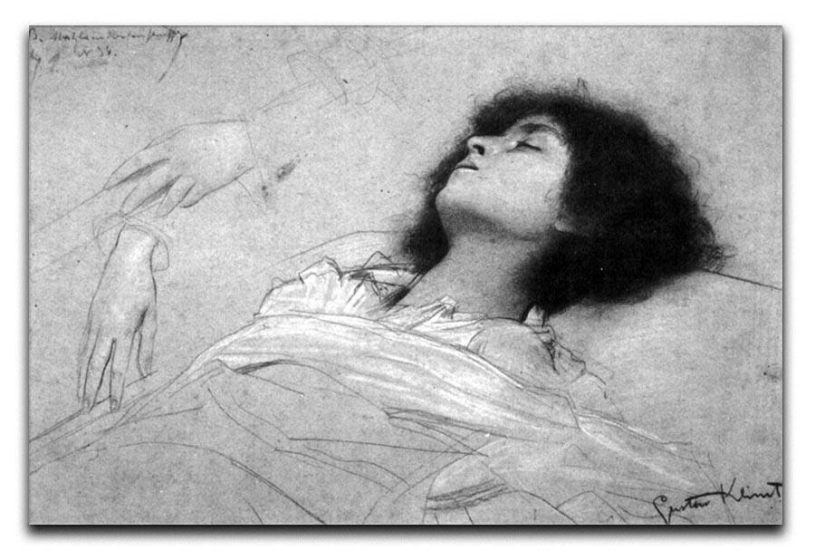 Study sheet with the upper body of a girl and sketches by Klimt Canvas Print or Poster  - Canvas Art Rocks - 1