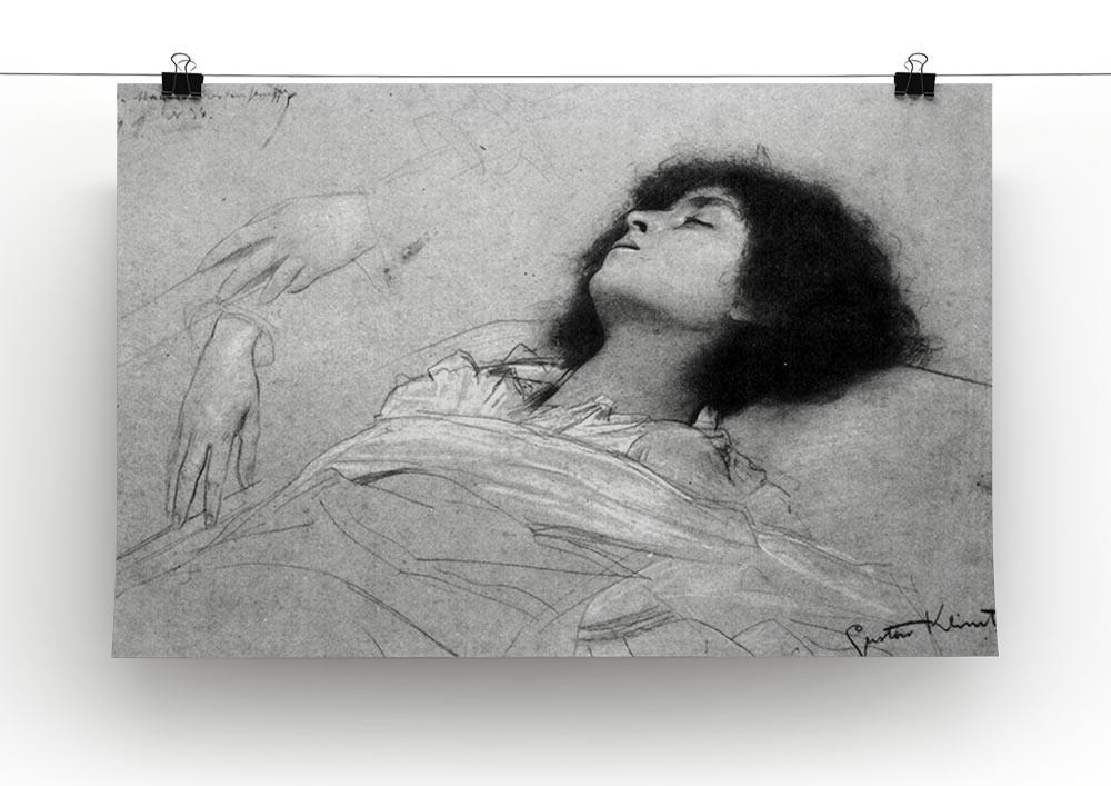 Study sheet with the upper body of a girl and sketches by Klimt Canvas Print or Poster - Canvas Art Rocks - 2