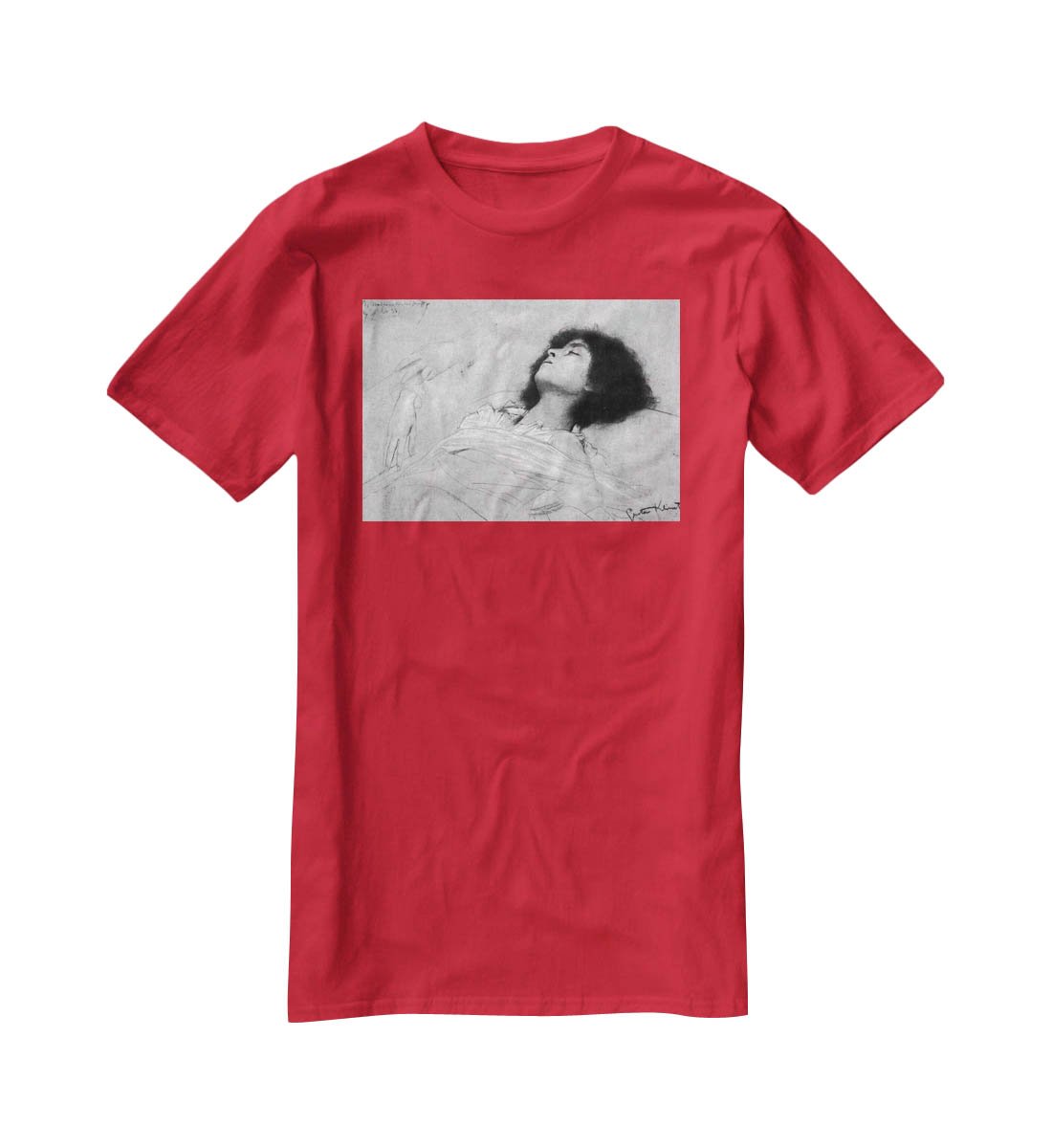 Study sheet with the upper body of a girl and sketches by Klimt T-Shirt - Canvas Art Rocks - 4