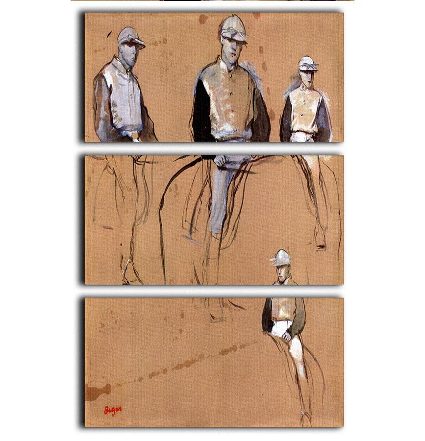 Study with four jockeys by Degas 3 Split Panel Canvas Print - Canvas Art Rocks - 1