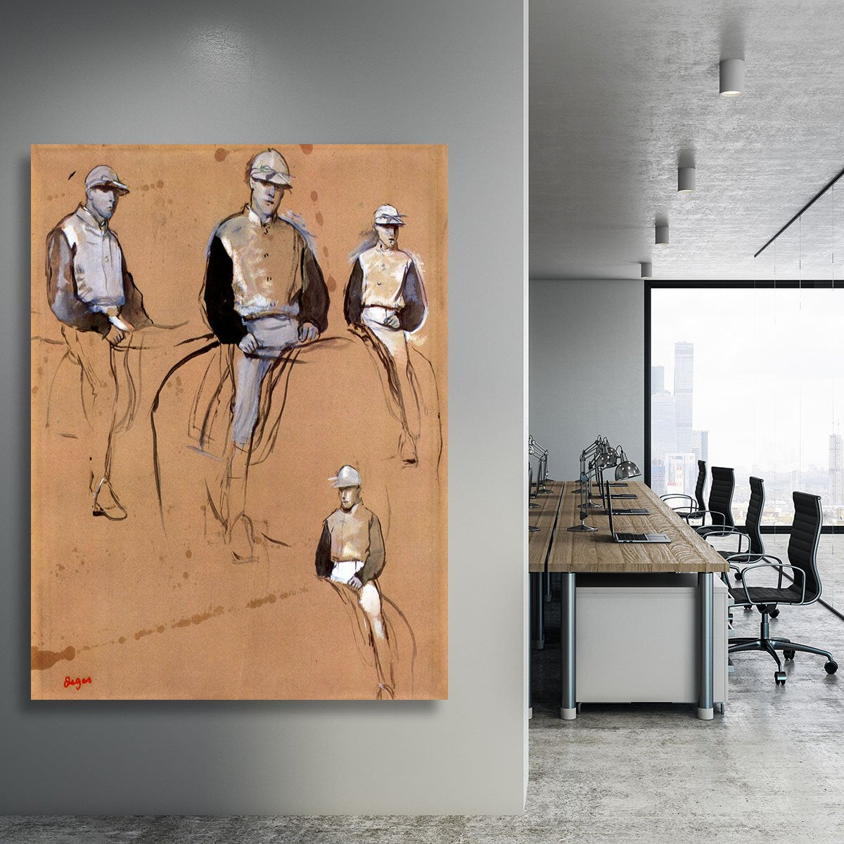 Study with four jockeys by Degas Canvas Print or Poster