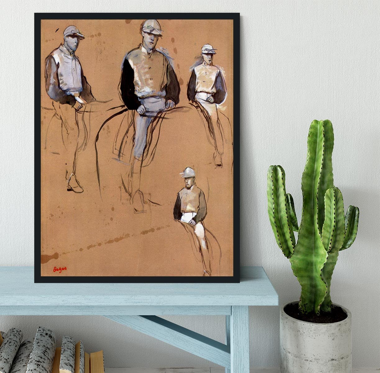 Study with four jockeys by Degas Framed Print - Canvas Art Rocks - 2