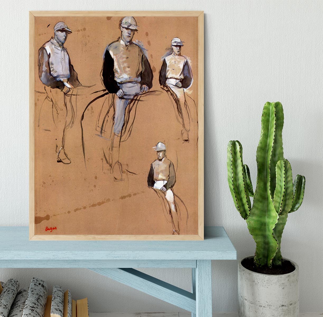 Study with four jockeys by Degas Framed Print - Canvas Art Rocks - 4