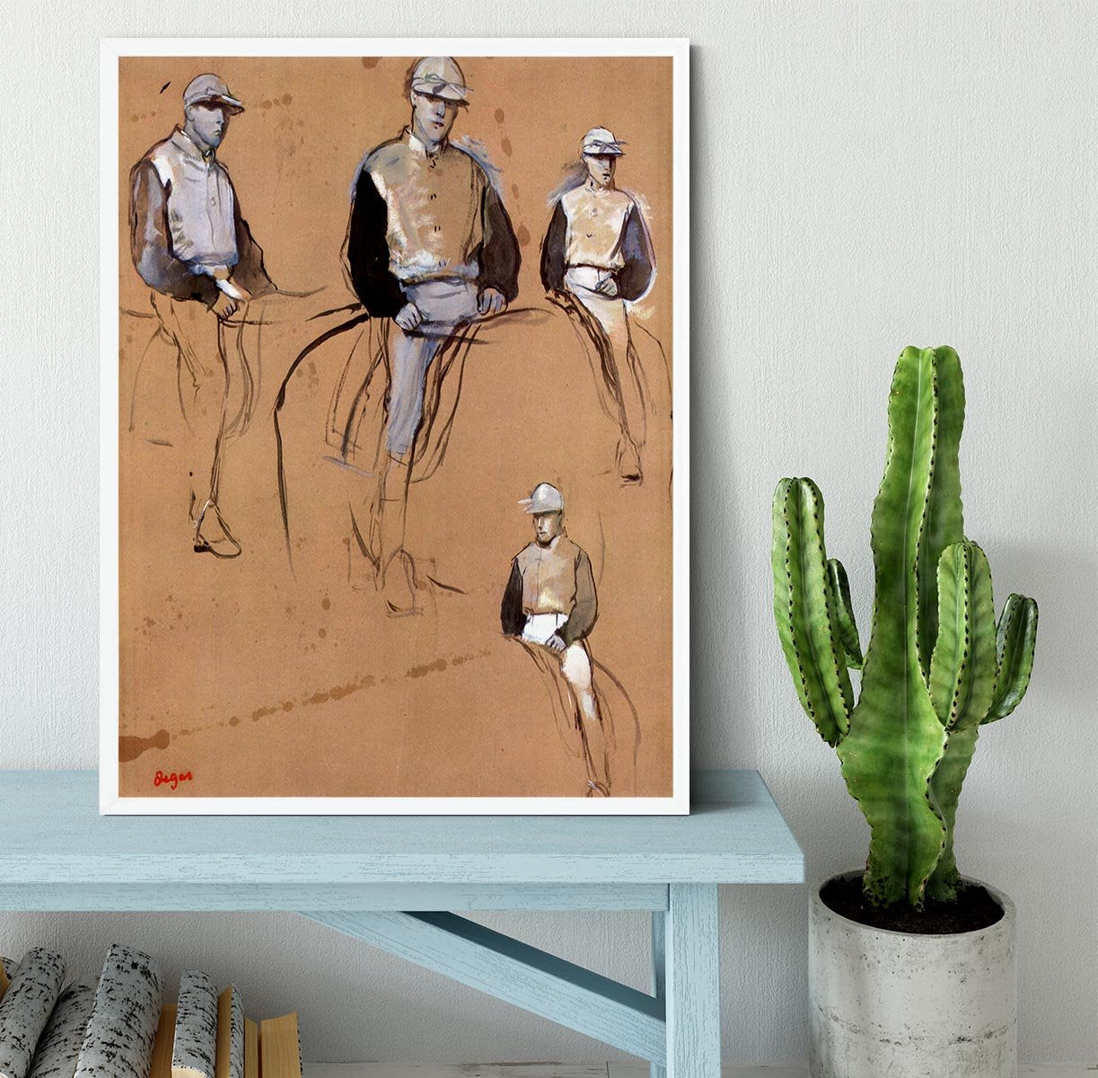 Study with four jockeys by Degas Framed Print - Canvas Art Rocks -6