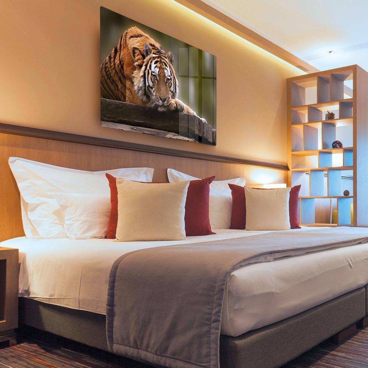 Stunning tiger relaxing HD Metal Print - Canvas Art Rocks - 3