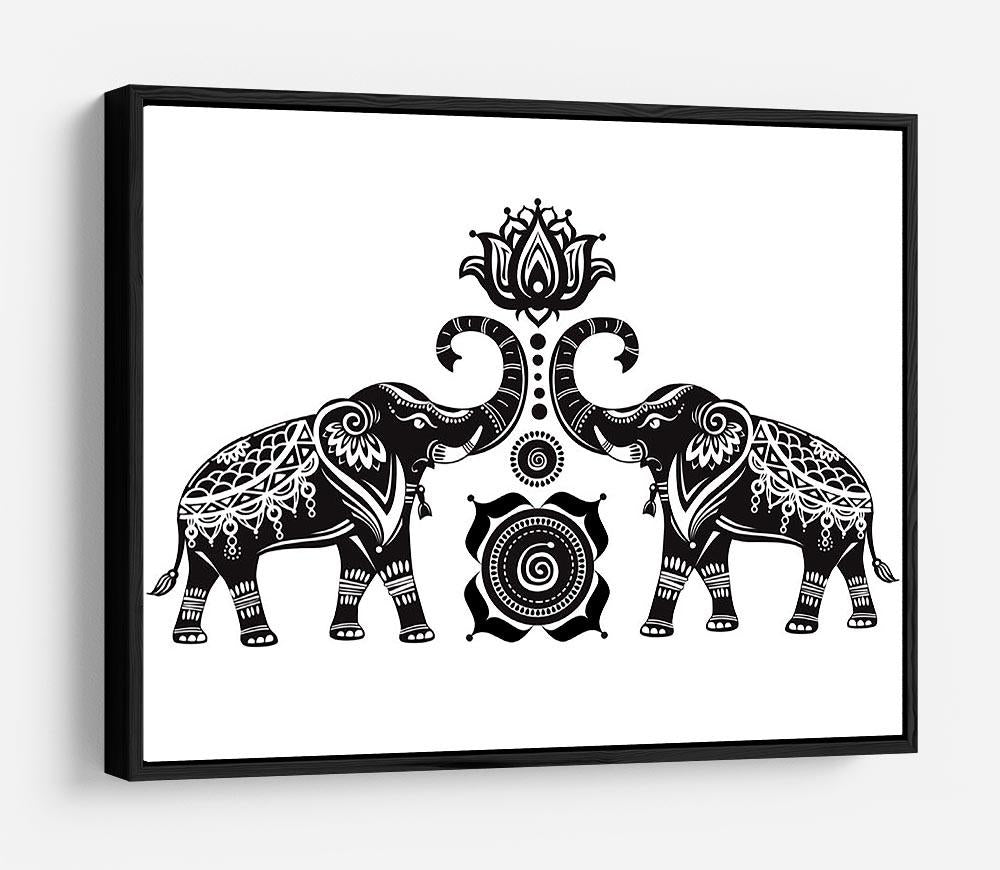 Stylized decorated elephants and lotus flower HD Metal Print - Canvas Art Rocks - 6
