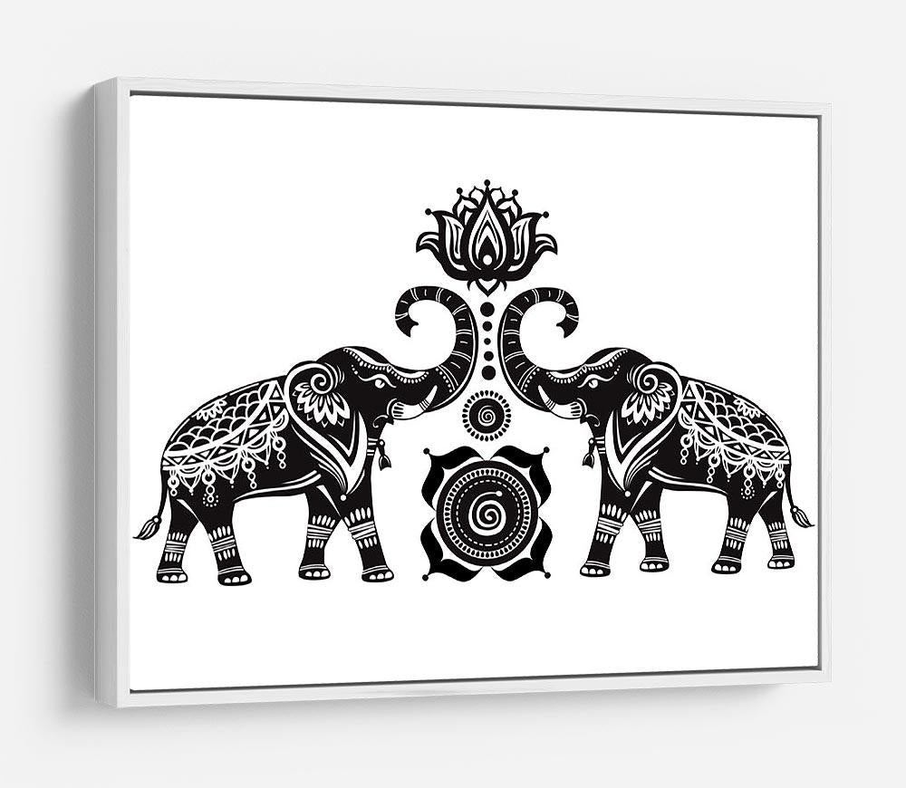 Stylized decorated elephants and lotus flower HD Metal Print - Canvas Art Rocks - 7