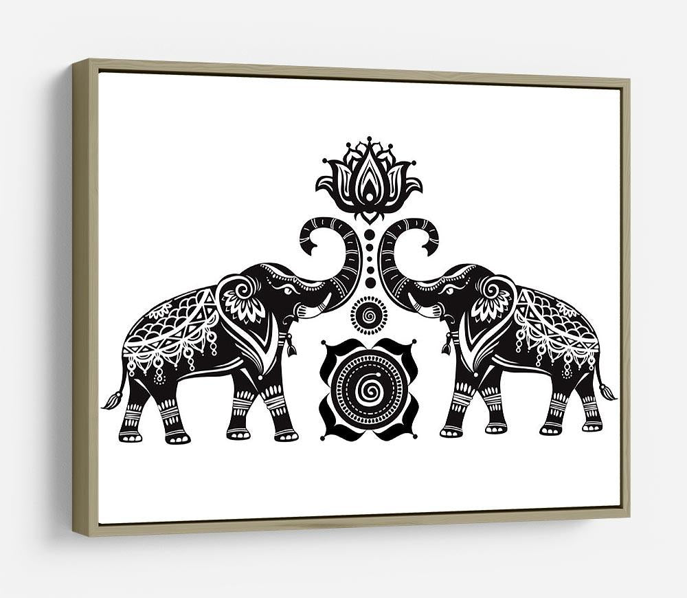 Stylized decorated elephants and lotus flower HD Metal Print - Canvas Art Rocks - 8