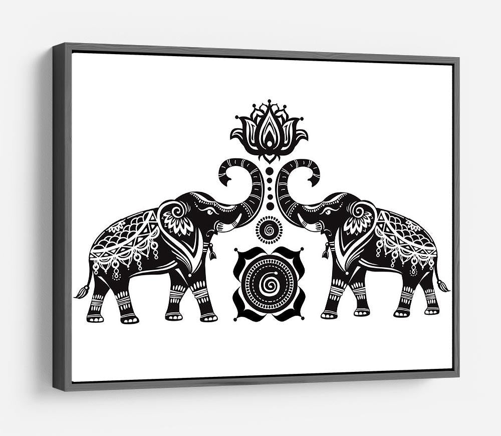 Stylized decorated elephants and lotus flower HD Metal Print - Canvas Art Rocks - 9