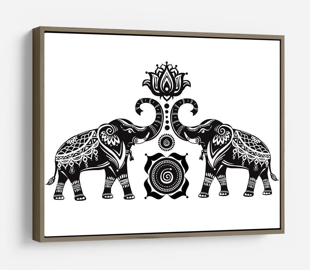 Stylized decorated elephants and lotus flower HD Metal Print - Canvas Art Rocks - 10