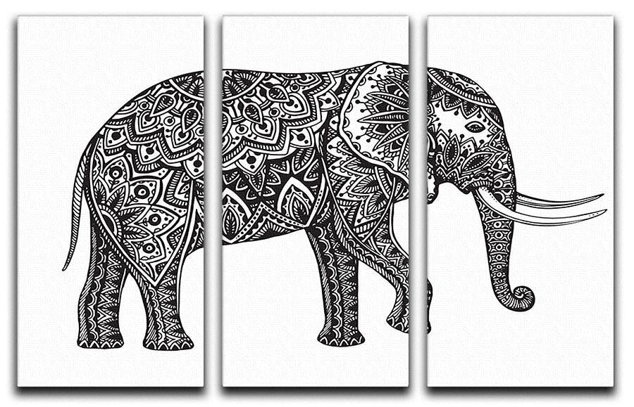 Stylized fantasy patterned elephant 3 Split Panel Canvas Print - Canvas Art Rocks - 1