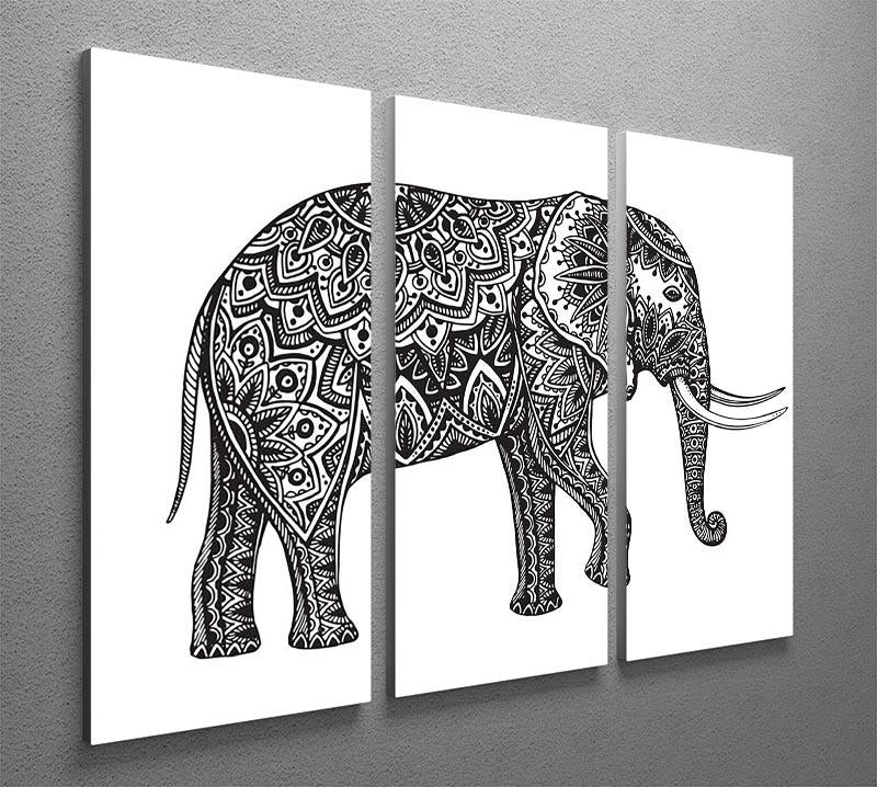 Stylized fantasy patterned elephant 3 Split Panel Canvas Print - Canvas Art Rocks - 2