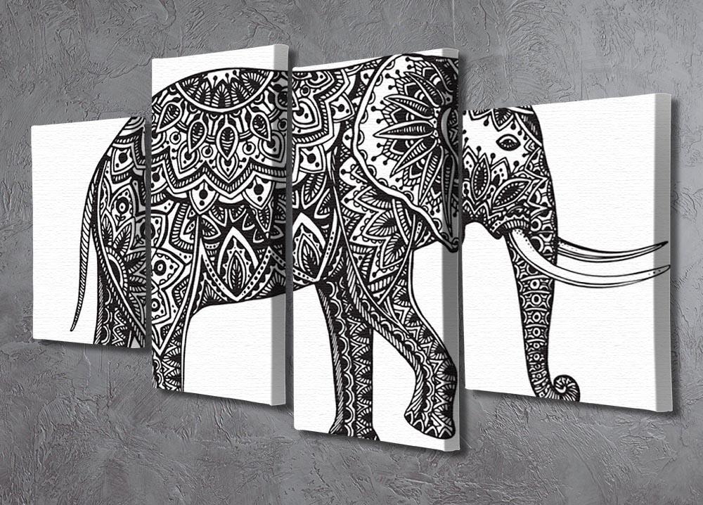 Stylized fantasy patterned elephant 4 Split Panel Canvas - Canvas Art Rocks - 2