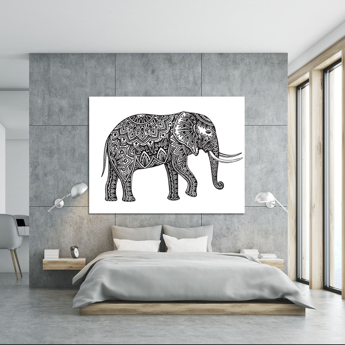 Stylized fantasy patterned elephant Canvas Print or Poster