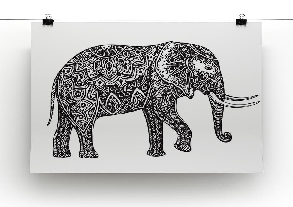 Stylized fantasy patterned elephant Canvas Print or Poster - Canvas Art Rocks - 2
