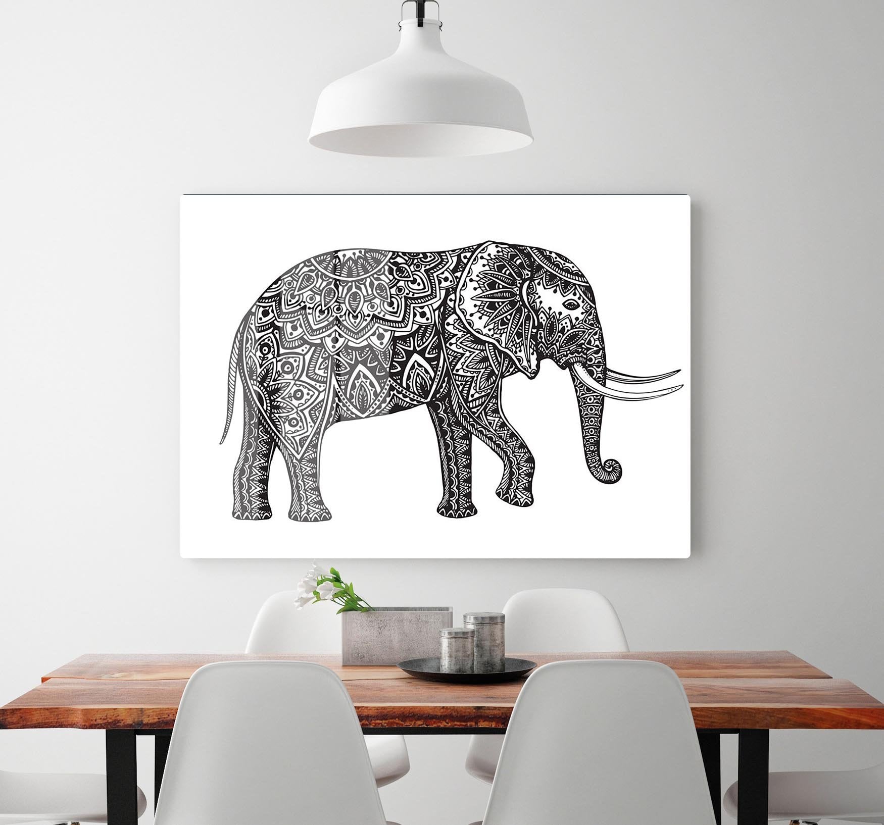 Stylized fantasy patterned elephant HD Metal Print - Canvas Art Rocks - 2