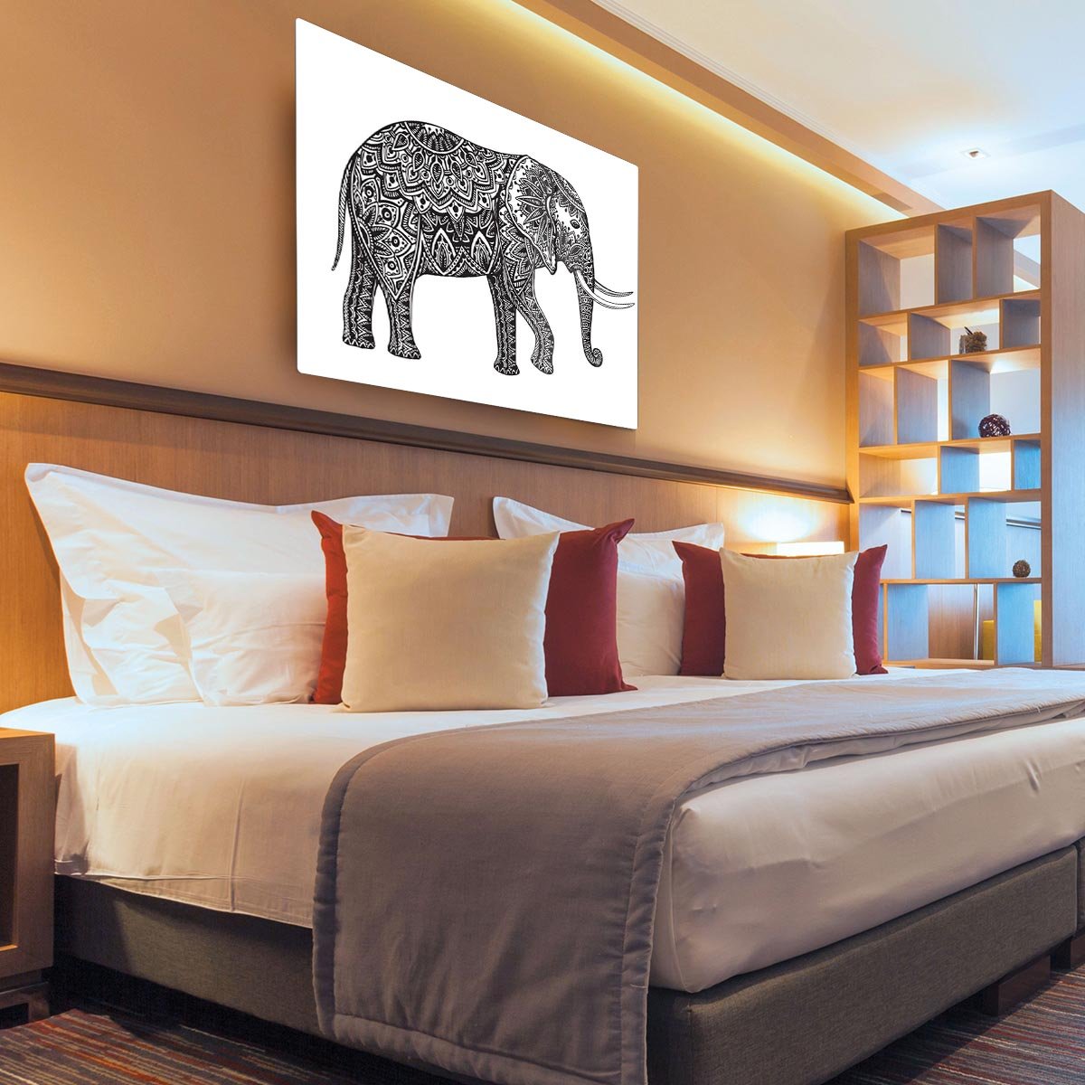 Stylized fantasy patterned elephant HD Metal Print - Canvas Art Rocks - 3