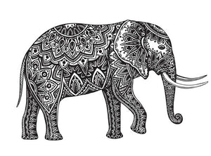 Stylized fantasy patterned elephant Wall Mural Wallpaper - Canvas Art Rocks - 1