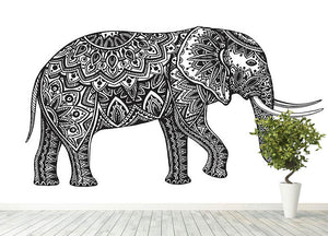 Stylized fantasy patterned elephant Wall Mural Wallpaper - Canvas Art Rocks - 4