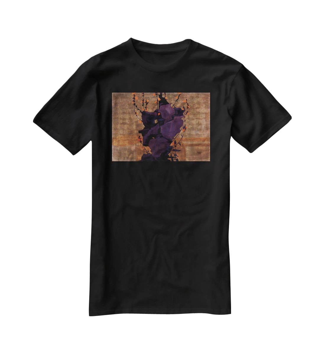 Stylized floral before decorative background style of life by Egon Schiele T-Shirt - Canvas Art Rocks - 1