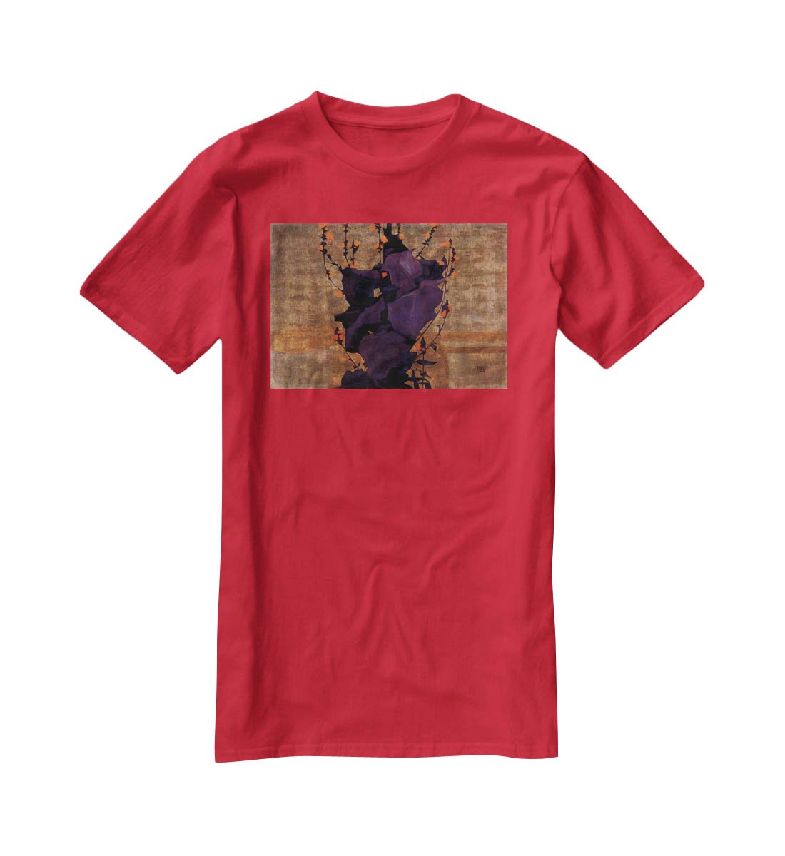 Stylized floral before decorative background style of life by Egon Schiele T-Shirt - Canvas Art Rocks - 4