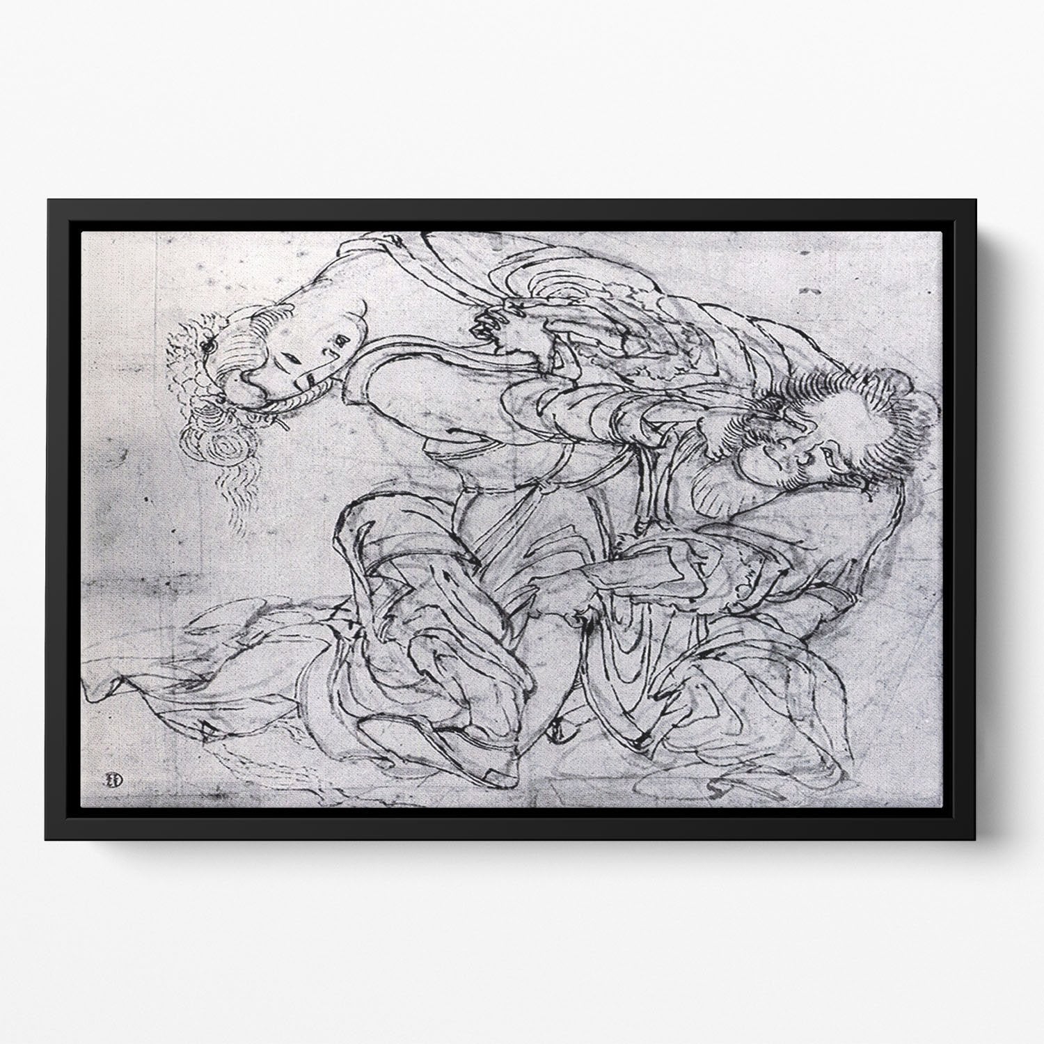 Suikoden scene by Hokusai Floating Framed Canvas