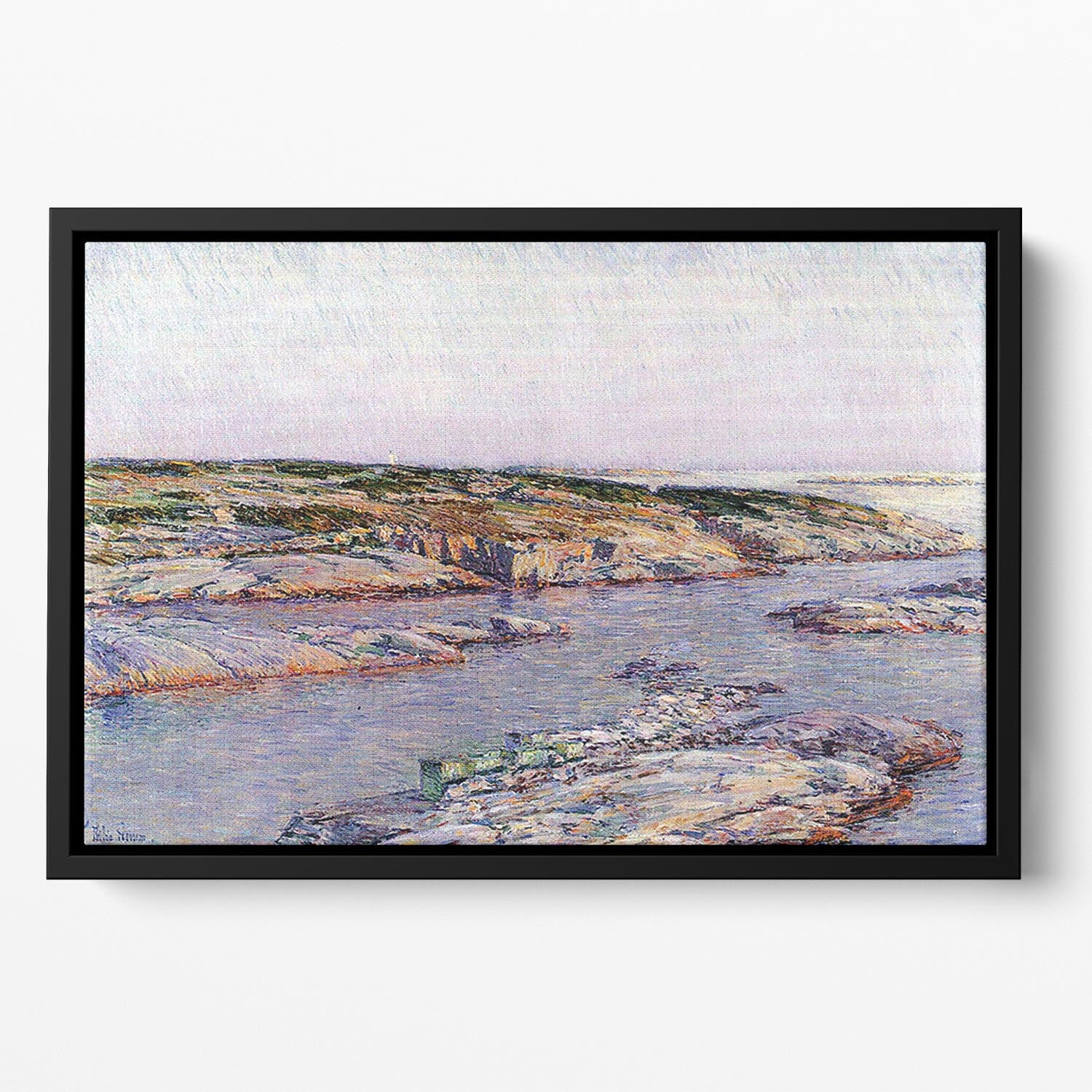 Summer afternoon the Isles of Shoals by Hassam Floating Framed Canvas - Canvas Art Rocks - 2