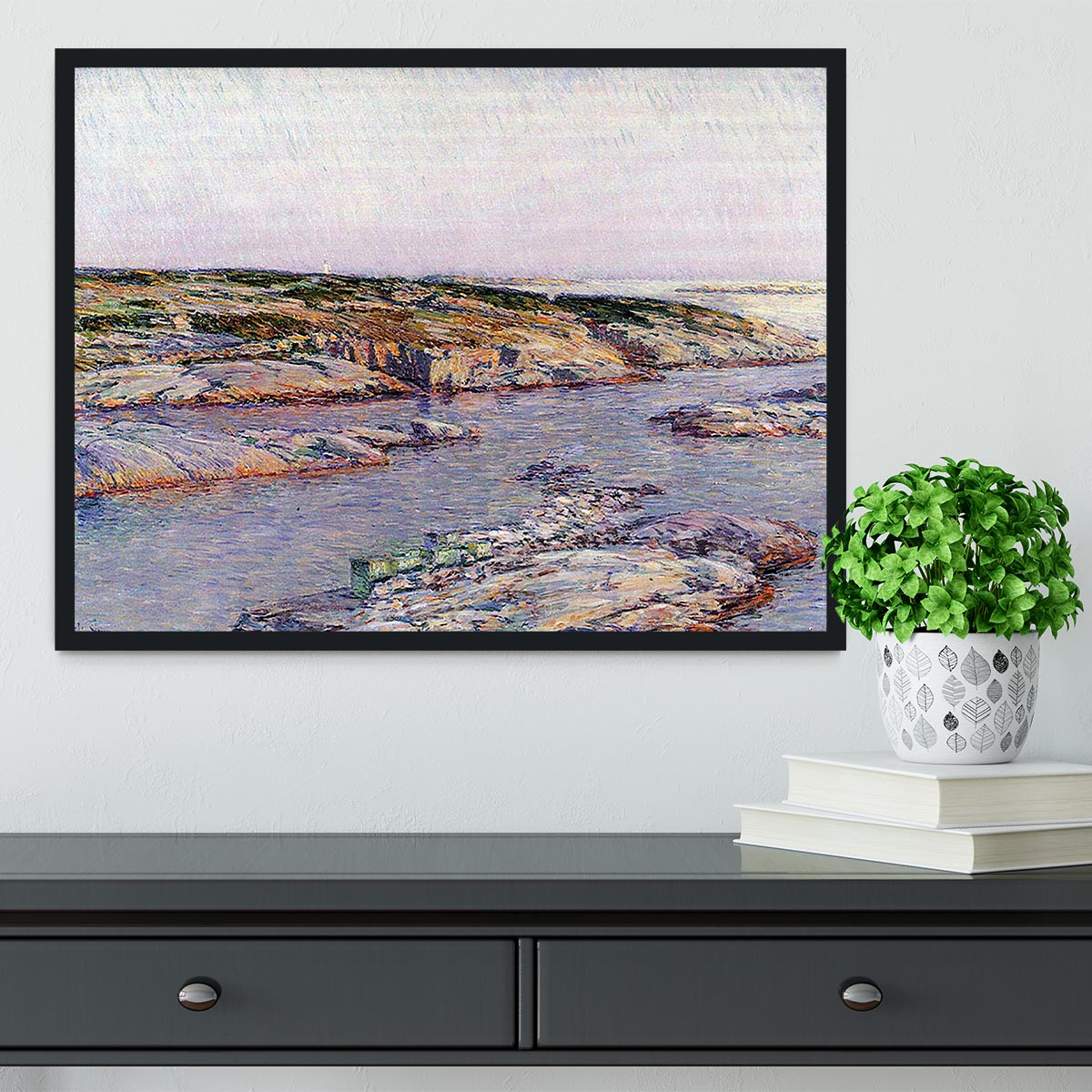 Summer afternoon the Isles of Shoals by Hassam Framed Print - Canvas Art Rocks - 2