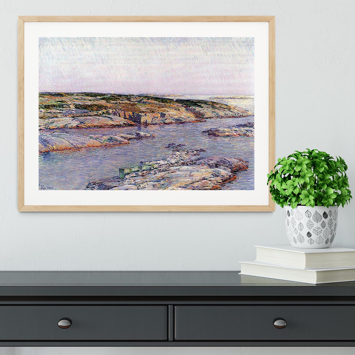 Summer afternoon the Isles of Shoals by Hassam Framed Print - Canvas Art Rocks - 3