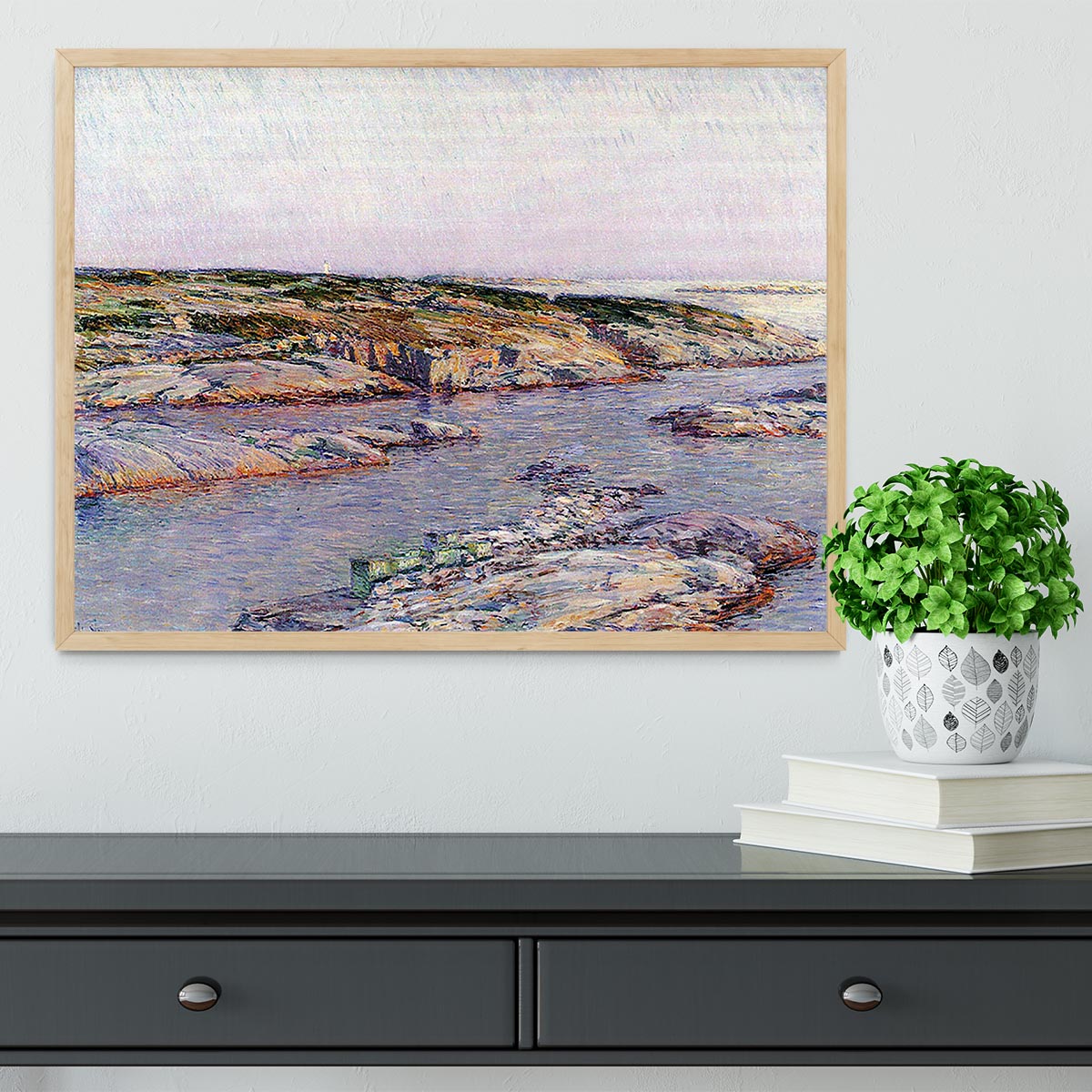 Summer afternoon the Isles of Shoals by Hassam Framed Print - Canvas Art Rocks - 4