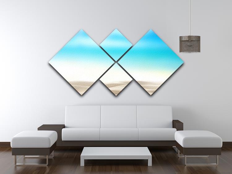 Summer exotic sandy beach with blur sea 4 Square Multi Panel Canvas - Canvas Art Rocks - 3