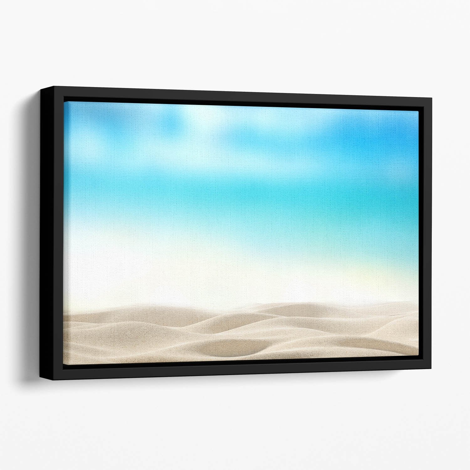 Summer exotic sandy beach with blur sea Floating Framed Canvas