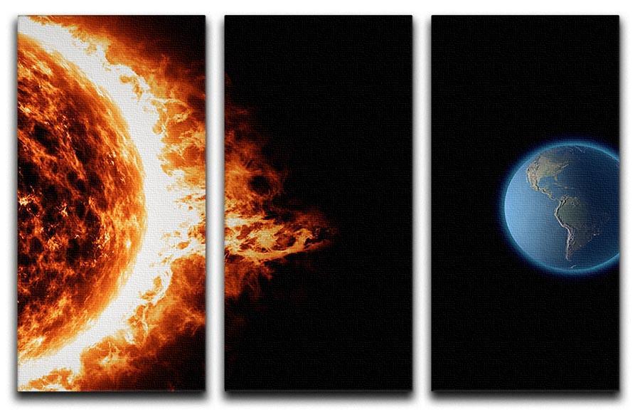 Sun earth space universe solar storm 3 Split Panel Canvas Print - Canvas Art Rocks - 1
