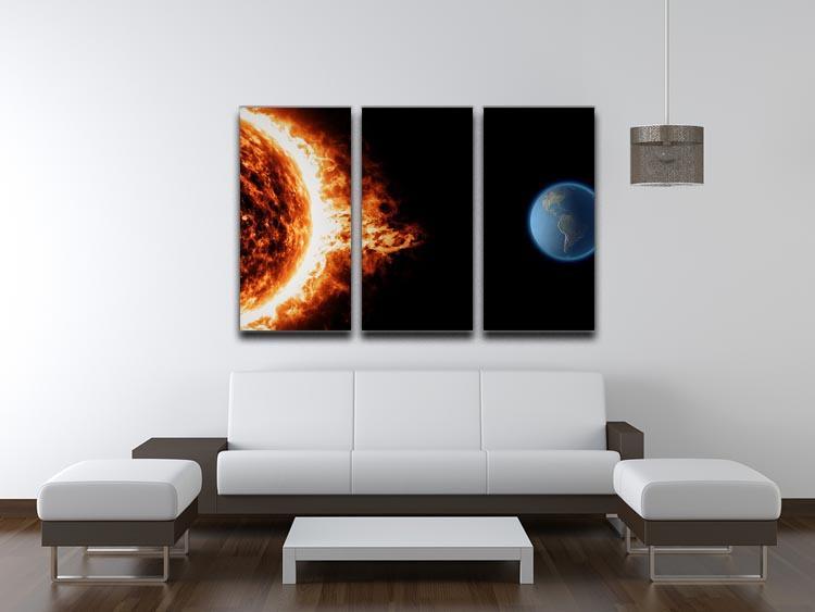 Sun earth space universe solar storm 3 Split Panel Canvas Print - Canvas Art Rocks - 3